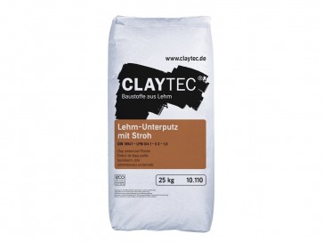 Claytec Lehm-Unterputz mit Stroh, trocken, 25kg Sackware