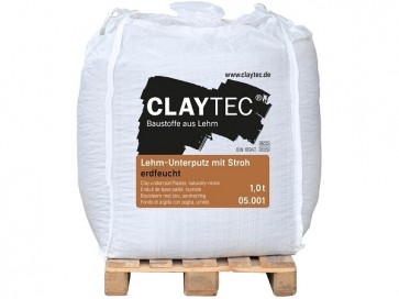 Claytec Lehm-Unterputz mit Stroh, erdfeucht, 1to Bigbag