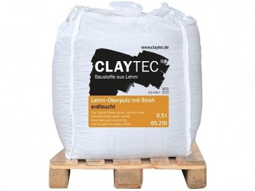 Claytec Lehm-Oberputz grob mit Stroh, erdfeucht, 500kg Bigbag